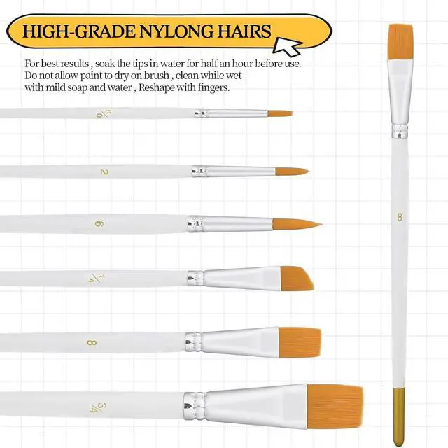 Alt view image 2 of 7 - 6PCS Cake Painting Brushes Set Food Paint Brushes Food Safe Cake Decorating Brushes for Dusting Edible Glitter Edible Color for Cake Cookie Decoration (White)