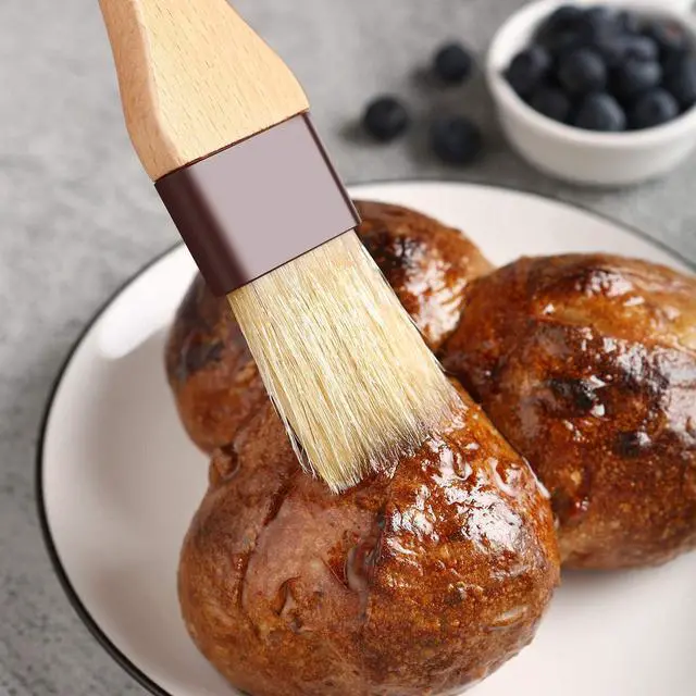 Alt view image 5 of 7 - 1 inch & 1.5 inch Pastry Brush Natural Boar Bristle Basting Brush Kitchen