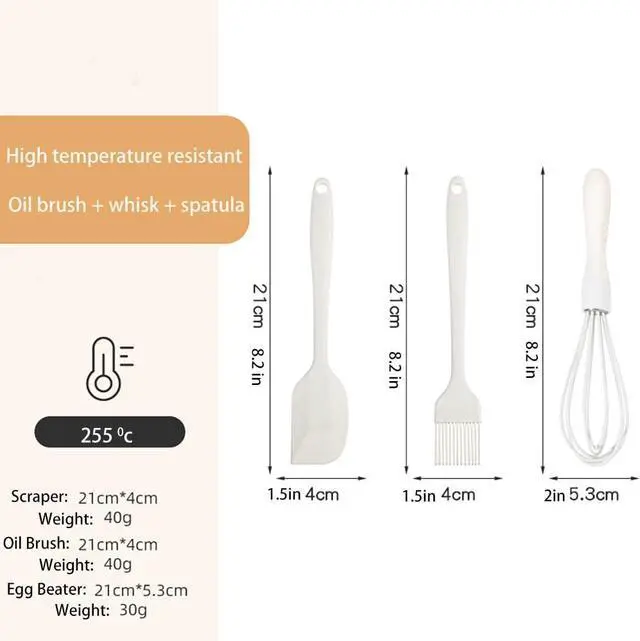 Alt view image 2 of 5 - Kitchen tools for cooking 3pcs set-Silicone Pastry Brush Baking Brush,Whisk, Spatulas