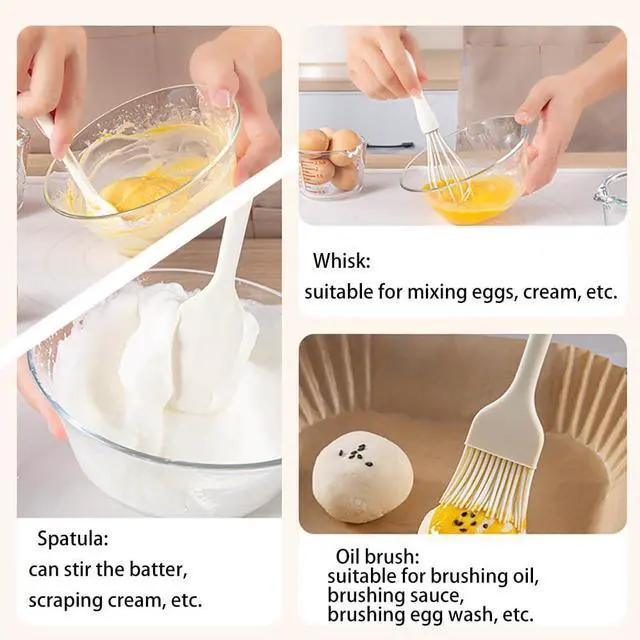 Alt view image 5 of 5 - Kitchen tools for cooking 3pcs set-Silicone Pastry Brush Baking Brush,Whisk, Spatulas