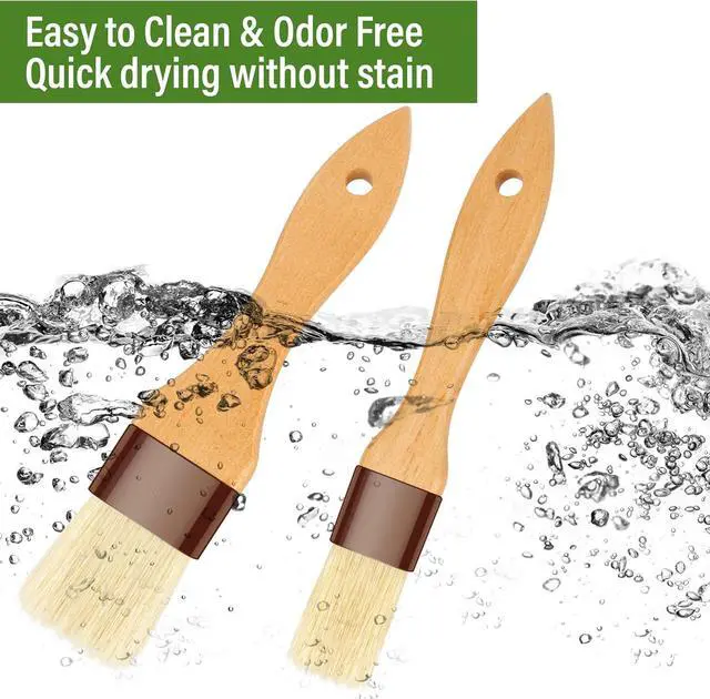 Alt view image 3 of 6 - Pastry Brush-Basting Brush for Cooking,2 Pc Boar Bristles Food Brush for BBQ,Beech Wooden Handle Butter Brush for Baking/Spreading Marinade/Sauce/Oil/Egg/Kitchen Brushes for Cooking(1 &1 1/2 inch)