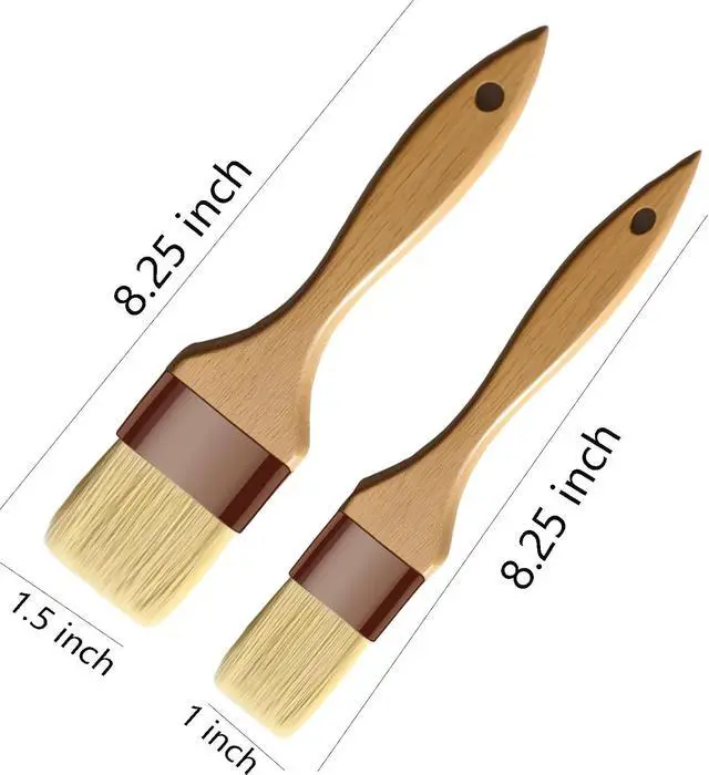 Alt view image 5 of 6 - Pastry Brush-Basting Brush for Cooking,2 Pc Boar Bristles Food Brush for BBQ,Beech Wooden Handle Butter Brush for Baking/Spreading Marinade/Sauce/Oil/Egg/Kitchen Brushes for Cooking(1 &1 1/2 inch)