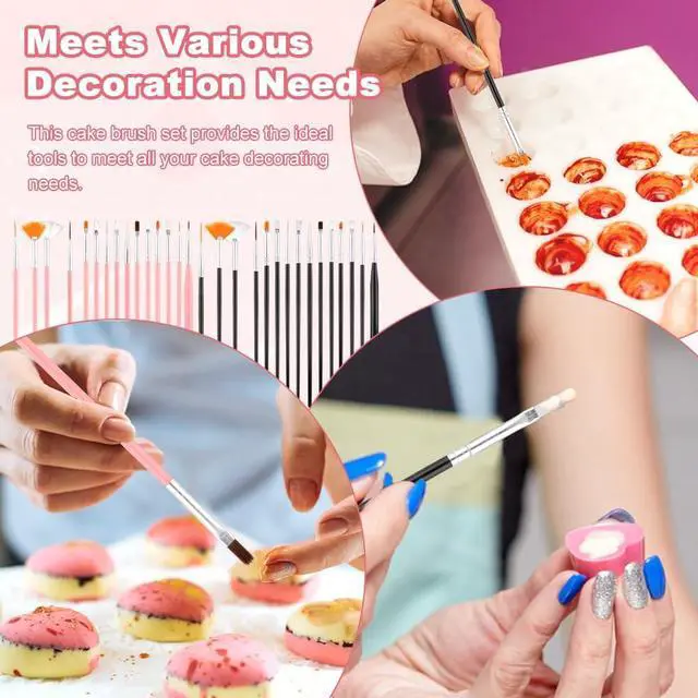 Alt view image 4 of 7 - 33Pcs Cake Decorating Brushes, Food Safe Paint Brushes Set Pastry Brush