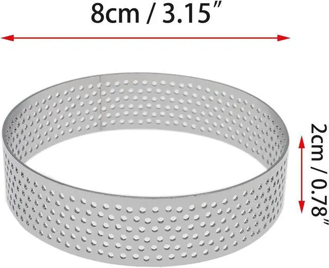 Alt view image 2 of 5 - 4 Pcs Perforated Tart Rings for Baking 3.15" Cake Mousse Ring Stainless Steel Circle Tartlet Molds