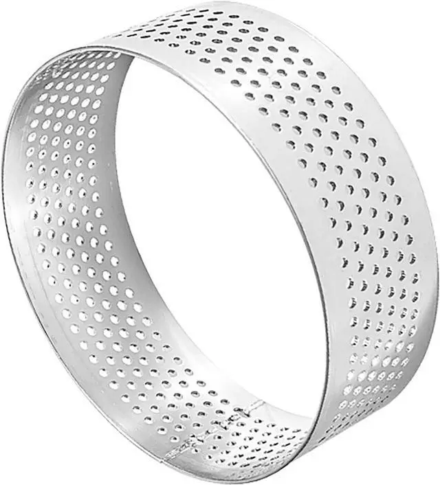 Alt view image 4 of 5 - 4 Pcs Perforated Tart Rings for Baking 3.15" Cake Mousse Ring Stainless Steel Circle Tartlet Molds