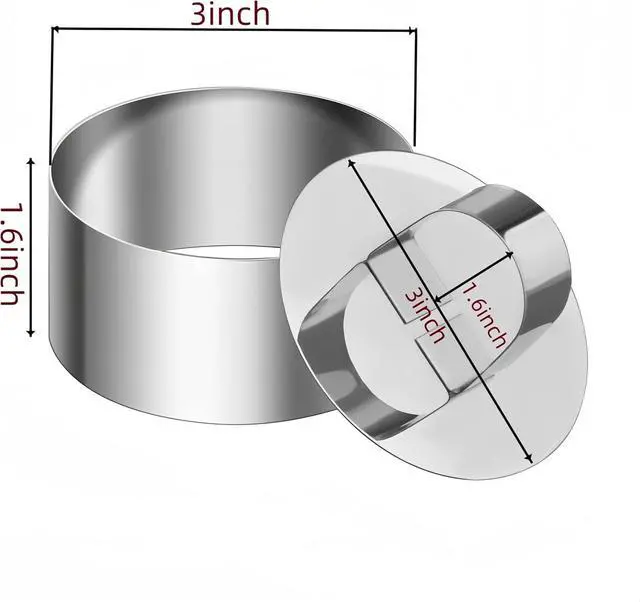 Alt view image 5 of 7 - 3 Inch Round Ring Molds for Cooking Baking, Stainless Steel Crumpet Rings