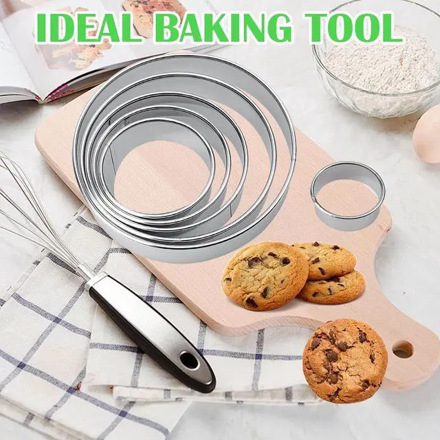 Alt view image 3 of 7 - 6 Pcs Round Cookie Cutter Set (2, 3, 3.5, 4, 5, 6 Inch) Metal Stainless Steel Large Circle Cookie Cutters Biscuit Cutter for Baking Tools Dough Cake Pastry Donuts Fondant Circle Cutting Ring Molds
