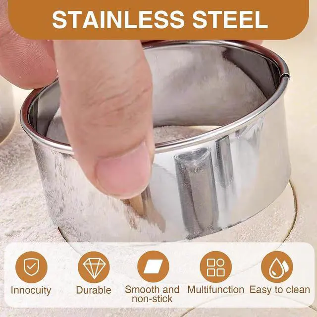Alt view image 4 of 7 - 6 Pcs Round Cookie Cutter Set (2, 3, 3.5, 4, 5, 6 Inch) Metal Stainless Steel Large Circle Cookie Cutters Biscuit Cutter for Baking Tools Dough Cake Pastry Donuts Fondant Circle Cutting Ring Molds