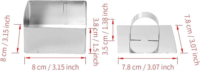 Alt view image 2 of 5 - Square Mousse Ring Set 4PCS with Pusher Stainless Steel Cake Mold for DIY Cheesecake Pastry Cookie Baking Dessert Tools(3.15 x 1.5Inch)