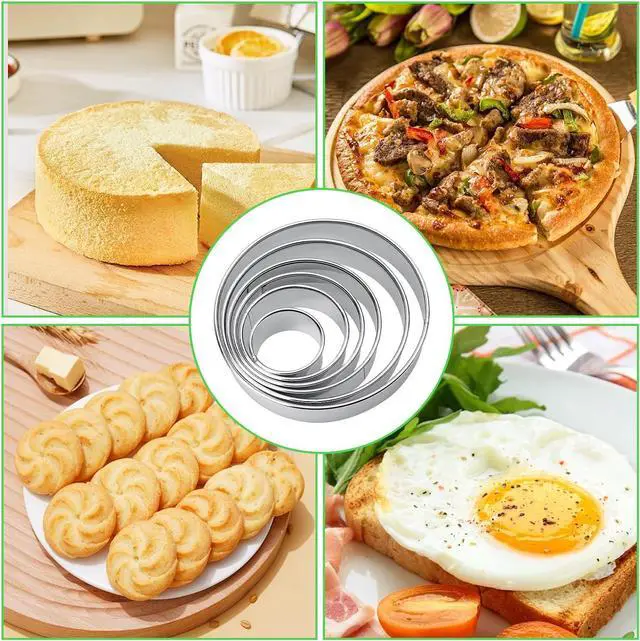 Alt view image 7 of 7 - 6 Pcs Round Cookie Cutter Set (2, 3, 3.5, 4, 5, 6 Inch) Metal Stainless Steel Large Circle Cookie Cutters Biscuit Cutter for Baking Tools Dough Cake Pastry Donuts Fondant Circle Cutting Ring Molds