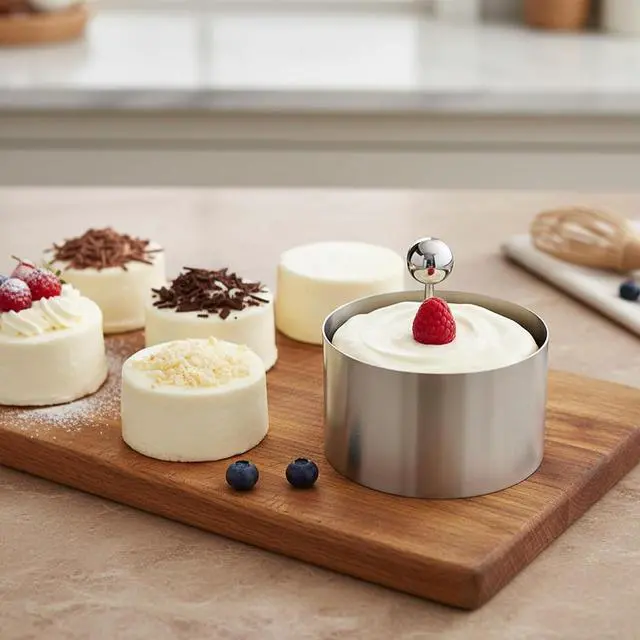 Alt view image 4 of 7 - Ring Molds for Cooking, Stainless Steel Onigiri Mold 3.1 Inch Mousse Cake Ring Mold Seamless Cake Cutter with Pusher for Making Sushi Baking Pastry Mousse Rings Dessert