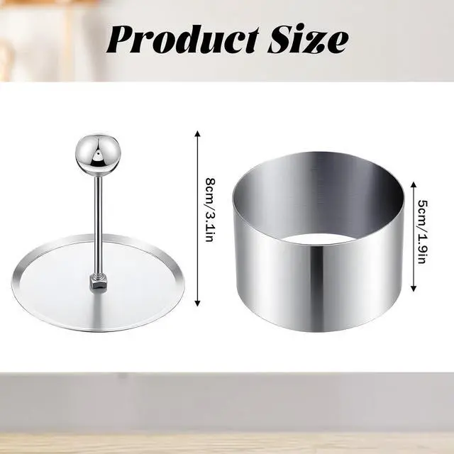 Alt view image 2 of 7 - Ring Molds for Cooking, Stainless Steel Onigiri Mold 3.1 Inch Mousse Cake Ring Mold Seamless Cake Cutter with Pusher for Making Sushi Baking Pastry Mousse Rings Dessert