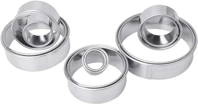 Alt view image 5 of 7 - 304 Stainless Steel Cookie Cutters Mousse Circle Round Cake Donut Fondant Pastry Mold Baking Tools12 Piece Set