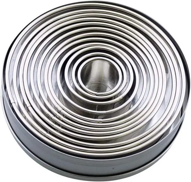 Alt view image 3 of 7 - 304 Stainless Steel Cookie Cutters Mousse Circle Round Cake Donut Fondant Pastry Mold Baking Tools12 Piece Set