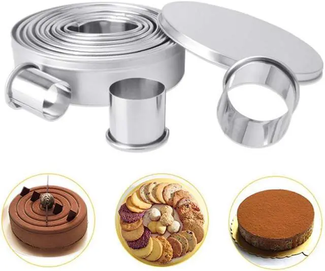 Alt view image 7 of 7 - 304 Stainless Steel Cookie Cutters Mousse Circle Round Cake Donut Fondant Pastry Mold Baking Tools12 Piece Set