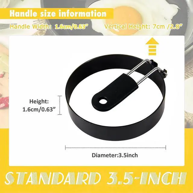 Alt view image 2 of 6 - 4 Pack Egg Rings for Frying Eggs, 3.5" Round Egg Cooking Stainless Steel, for English Muffins Pancake, with Silicone Handle