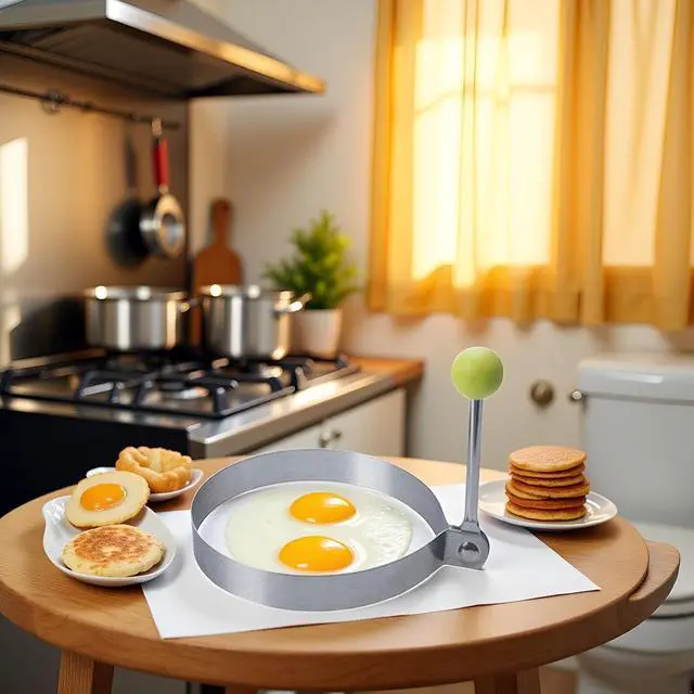 Alt view image 5 of 7 - Round Egg Mold Shaper - Non Stick Pancake Deep Egg, Stainless Steel Frying Egg Rings, Mould Cookies Maker Baking Shaper Kitchen Gadget, Egg Patty Maker Rings For Sandwich Fritters Crumpets