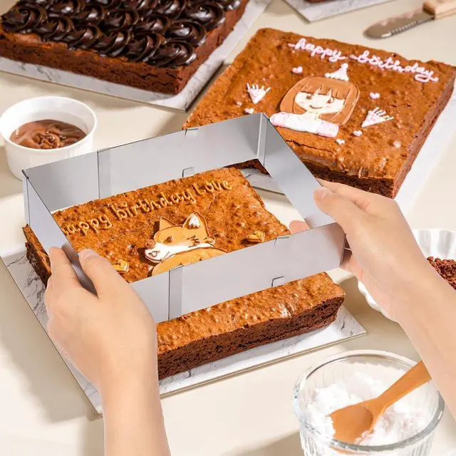 Alt view image 4 of 7 - TXIN Stainless Steel Cake Ring Square Cake Mousse Mold Ring Cutter, Adjustable from 6 inch to 11 inch