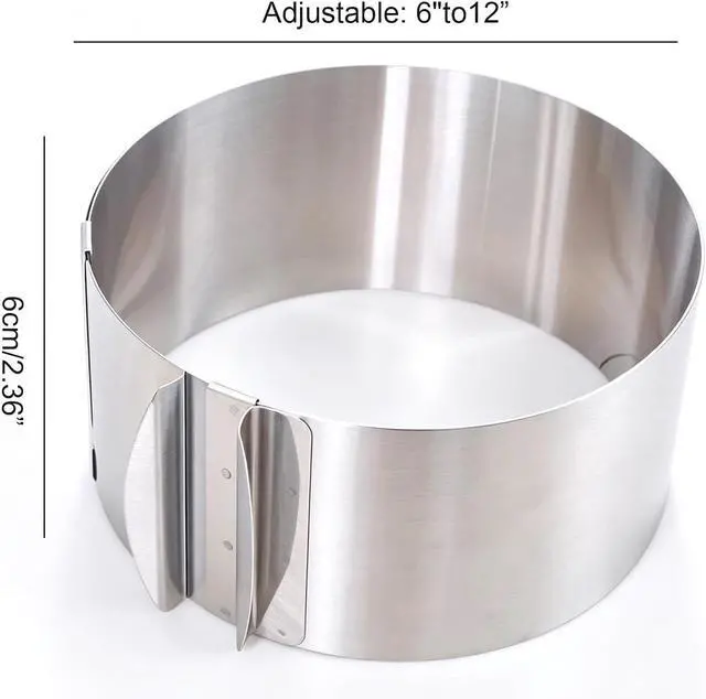 Alt view image 2 of 4 - 1 Pcs Mousse Cake Molds Adjustable Cake Ring 6 to 12 Inch Round Cake Trimmer Stainless Steel Round Cookie Cutter for Baking Pastry Cake Decor