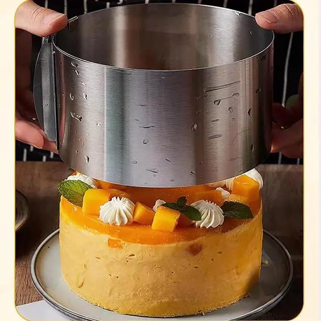 Alt view image 4 of 4 - 1 Pcs Mousse Cake Molds Adjustable Cake Ring 6 to 12 Inch Round Cake Trimmer Stainless Steel Round Cookie Cutter for Baking Pastry Cake Decor