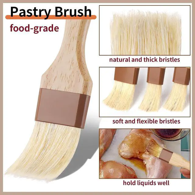 Alt view image 3 of 7 - 3 Pack Natural Bristle Pastry Brush for Basting Baking Cooking Food