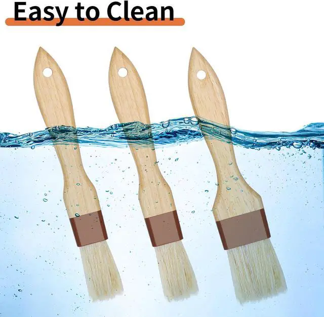Alt view image 5 of 7 - 3 Pack Natural Bristle Pastry Brush for Basting Baking Cooking Food