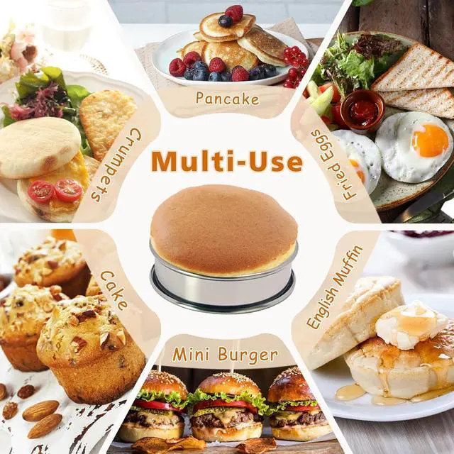 Alt view image 3 of 7 - Cookie Rings For Baking 6Pcs, 3.15" English Muffin Ring,Egg Rings, Stainless Steel Crumpet Rings For Frying Eggs, Metal Baking Molds For All Kinds of Breakfast