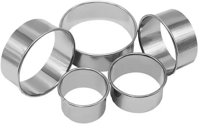 Main image of 5 Pcs Round Cookie Cutter Stainless Steel Mousse Cake Molds Donut Pastry Cutter Set Biscuits Ring Molds for Cooking