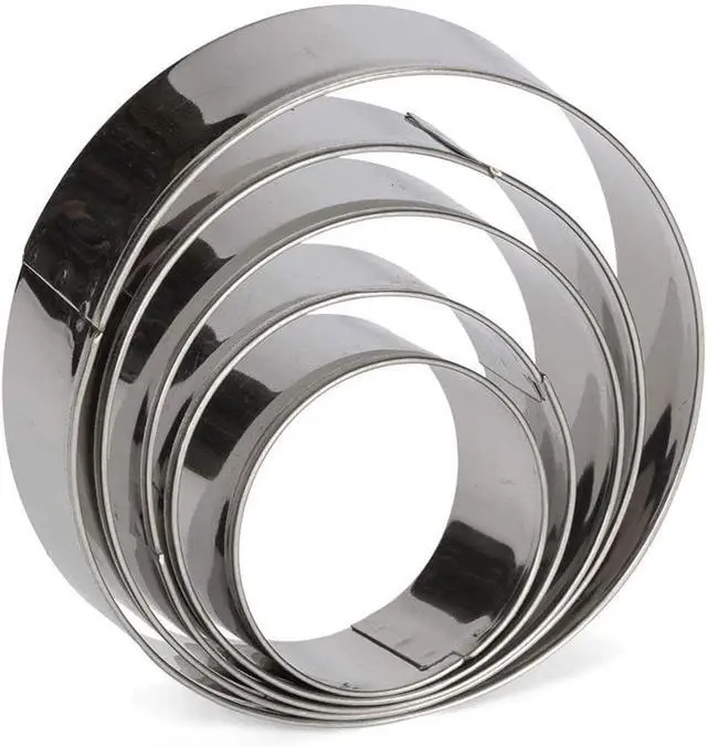 Alt view image 3 of 5 - 5 Pcs Round Cookie Cutter Stainless Steel Mousse Cake Molds Donut Pastry Cutter Set Biscuits Ring Molds for Cooking