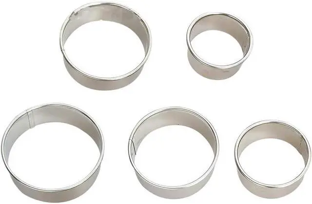 Alt view image 5 of 5 - 5 Pcs Round Cookie Cutter Stainless Steel Mousse Cake Molds Donut Pastry Cutter Set Biscuits Ring Molds for Cooking