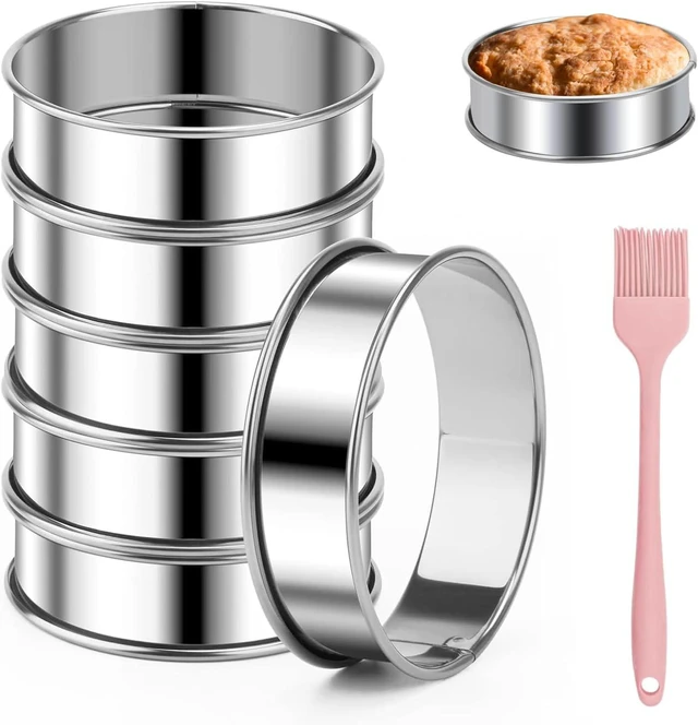 Main image of 6 Packs English Muffin Ring, 4 inches Stainless Steel
