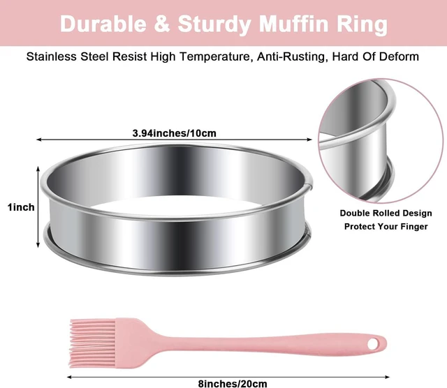 Alt view image 2 of 7 - 6 Packs English Muffin Ring, 4 inches Stainless Steel