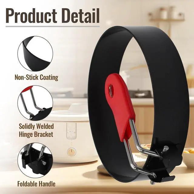 Alt view image 3 of 7 - 2Pcs Egg Rings Set with Silicone Handle and Brush, 3.5Inch Circle&Heart Shaped Nonstick Egg Rings, Cooking Accessories for Breakfast Sandwiches, Pancakes
