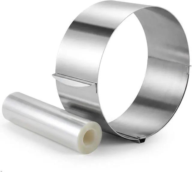 Main image of Cake Rings For Baking Mousse Mold Acetate Cake Collar Set Round Cake Molds Adjustable 6 to12 Inches Mousse Cake Rings, 5.5 x 394 inch Clear Cake Acetate Sheet Rolls
