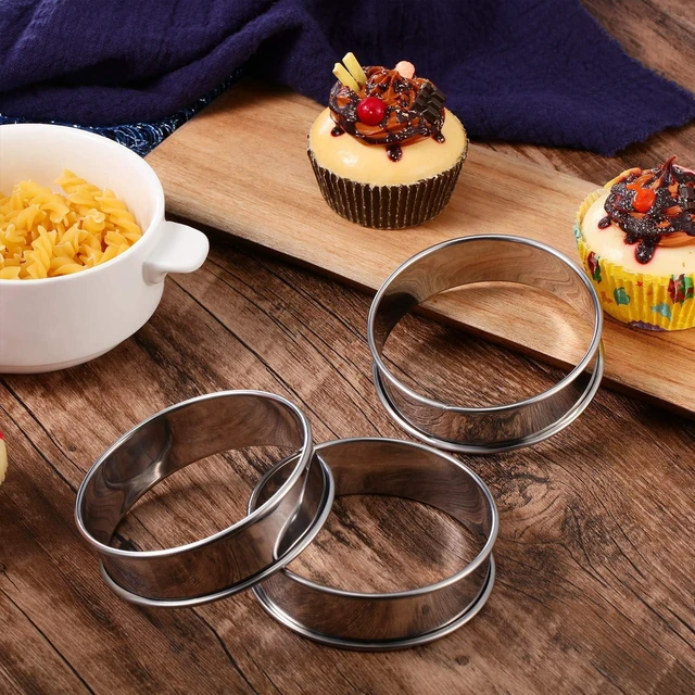 Alt view image 7 of 7 - 6 Pcs English Muffin Crumpet Rings 3.15 Inch Double Rolled Tart Ring Stainless Steel Nonstick Metal Round Mold for Home Food Making Tool