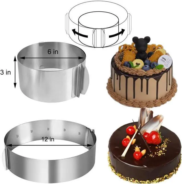 Alt view image 3 of 6 - Cake Rings For Baking Mousse Mold Acetate Cake Collar Set Round Cake Molds Adjustable 6 to12 Inches Mousse Cake Rings, 5.5 x 394 inch Clear Cake Acetate Sheet Rolls