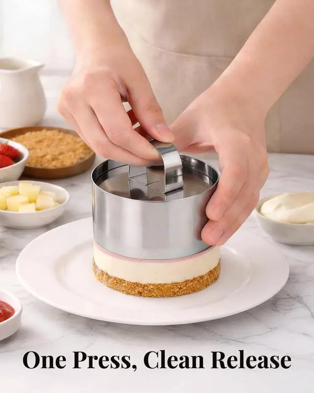 Alt view image 2 of 7 - Ring Molds for Cooking, 3'' Stainless Steel Food Rings with Pusher