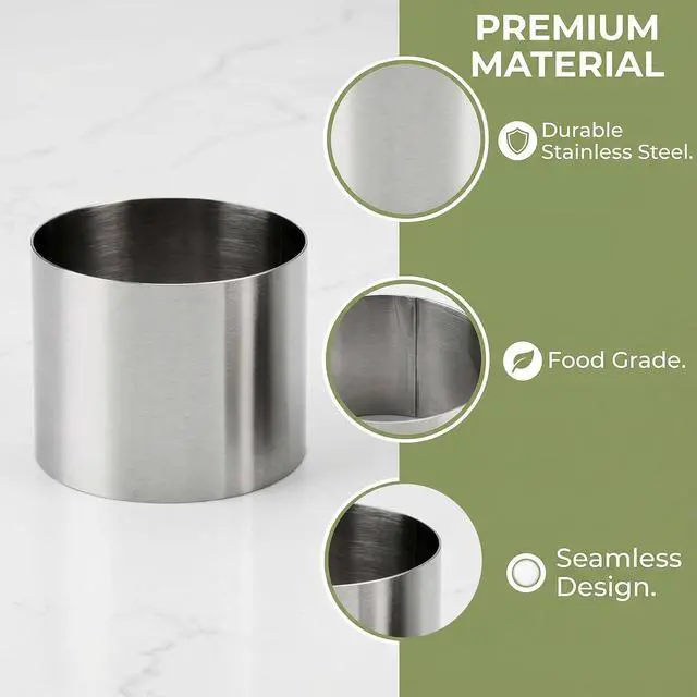 Alt view image 2 of 7 - 3Pcs Cake Ring Mold 2 Inch Dessert Round Molds for Baking Cookies Biscuits Circles Cutters Stainless Steel Mini Cake Pastry Cutter Food Cooking Baking Tools