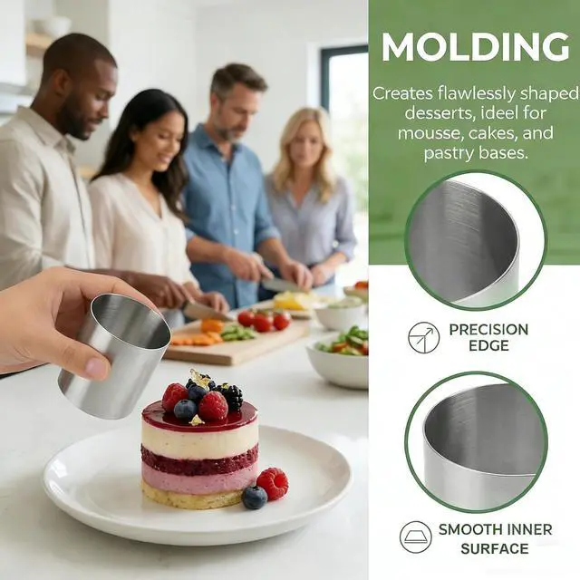 Alt view image 6 of 7 - 3Pcs Cake Ring Mold 2 Inch Dessert Round Molds for Baking Cookies Biscuits Circles Cutters Stainless Steel Mini Cake Pastry Cutter Food Cooking Baking Tools