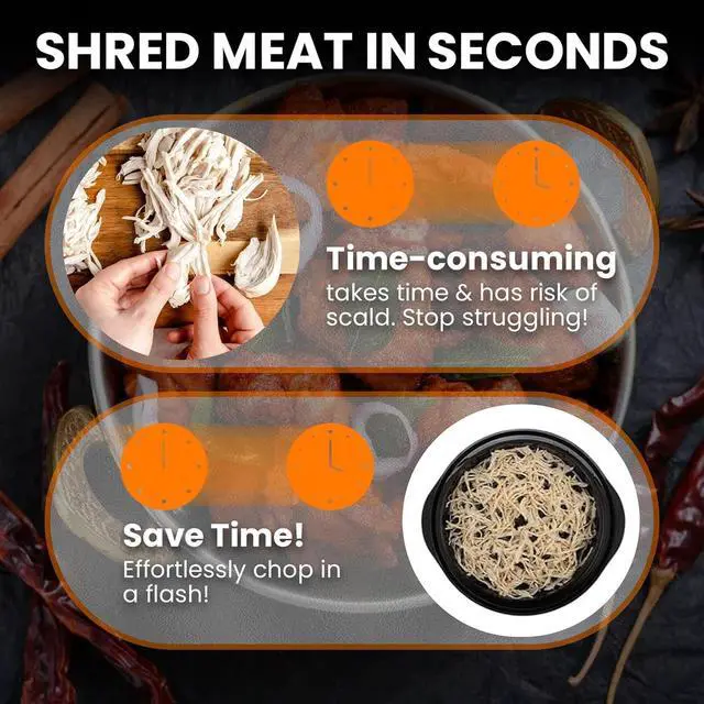 Alt view image 2 of 7 - Chicken Shredder Tool Twist, Large Manual Meat Grinder Machine for Chicken & Beef, Strong Anti-Slip Base, Ergonomic Handle, BPA Free, Dishwasher-Safe (Black)