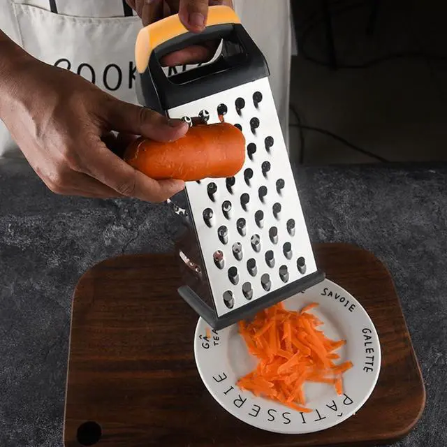 Alt view image 7 of 7 - Cheese Grater, 4 Sided Stainless Steel Box Grater, Vegetable Slicer with Non-Slip Base, Kitchen Food Shredder for Block Cheese Vegetables, Dishwasher Safe