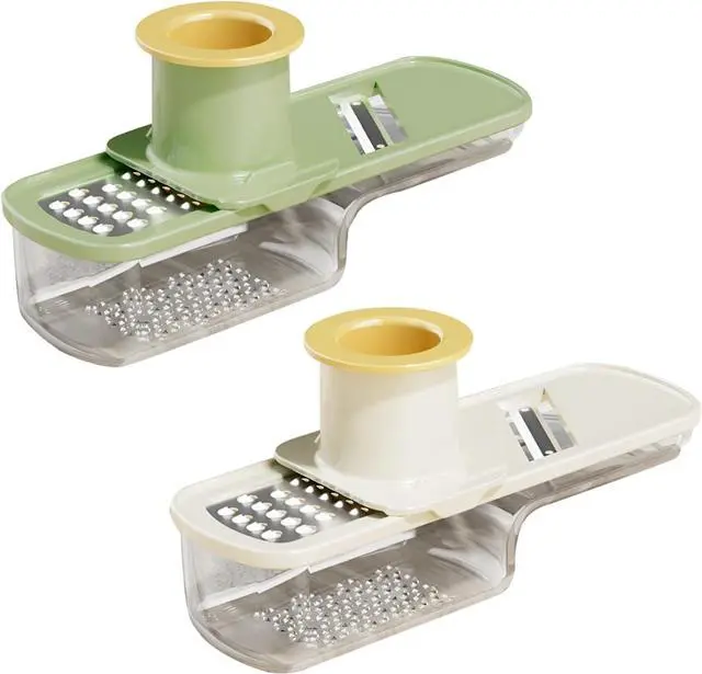 Main image of Versatile Ginger Grater, Garlic Mincer - Kitchen Small Grater with Safe Hand Guard Design for Ginger & Garlic, Stainless Steel Blades for Grating, Julienne & Thin Slicing (2 Pack)