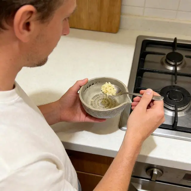 Alt view image 7 of 7 - Garlic Grater Bowl Handmade Herb Stripper Plate