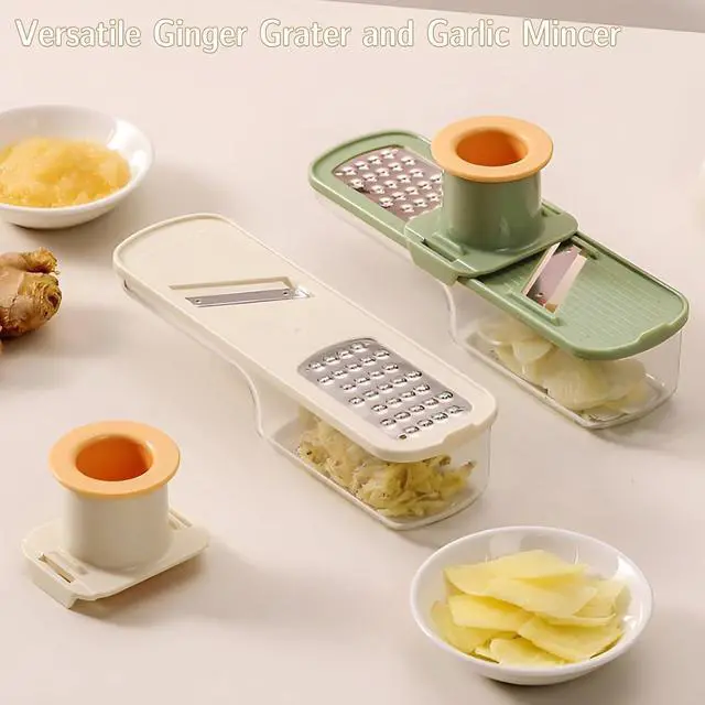Alt view image 4 of 6 - Versatile Ginger Grater, Garlic Mincer - Kitchen Small Grater with Safe Hand Guard Design for Ginger & Garlic, Stainless Steel Blades for Grating, Julienne & Thin Slicing (2 Pack)
