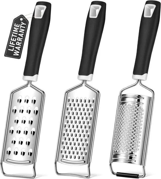 Main image of Cheese Grater, Sopito 3 Packs Stainless Steel Lemon Zester Grater with Silicone Handle for Cheese, Chocolate, Spices, and More