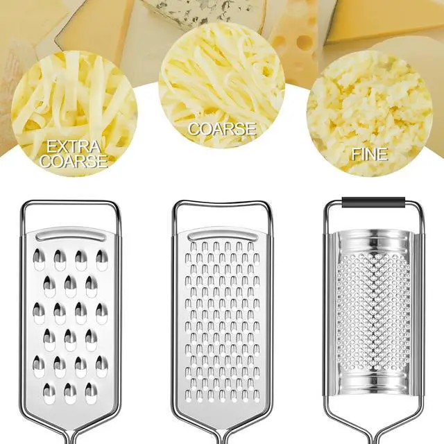 Alt view image 3 of 7 - Cheese Grater, Sopito 3 Packs Stainless Steel Lemon Zester Grater with Silicone Handle for Cheese, Chocolate, Spices, and More