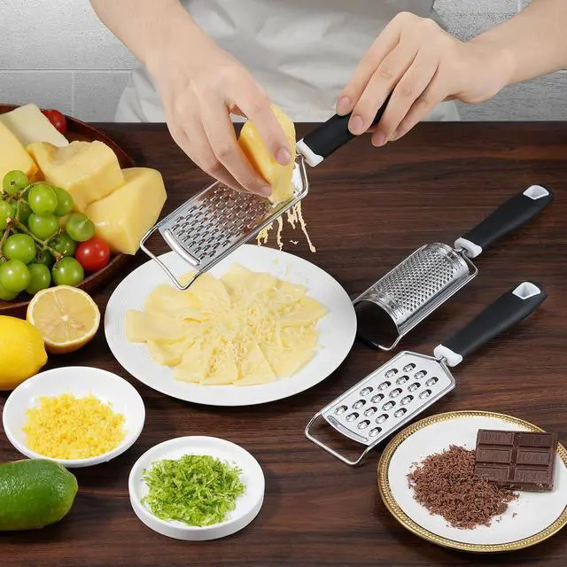 Alt view image 6 of 7 - Cheese Grater, Sopito 3 Packs Stainless Steel Lemon Zester Grater with Silicone Handle for Cheese, Chocolate, Spices, and More