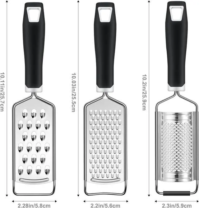 Alt view image 7 of 7 - Cheese Grater, Sopito 3 Packs Stainless Steel Lemon Zester Grater with Silicone Handle for Cheese, Chocolate, Spices, and More