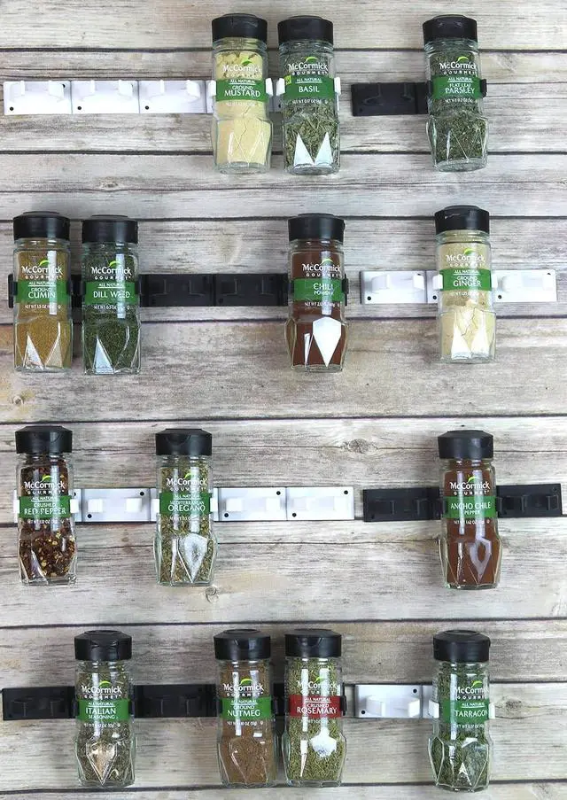 Alt view image 4 of 5 - Simple Houseware Spice Gripper Organizer- 4 Strips, Holds 20 Jars, Black