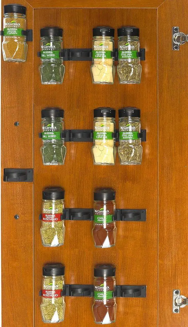 Alt view image 5 of 5 - Simple Houseware Spice Gripper Organizer- 4 Strips, Holds 20 Jars, Black